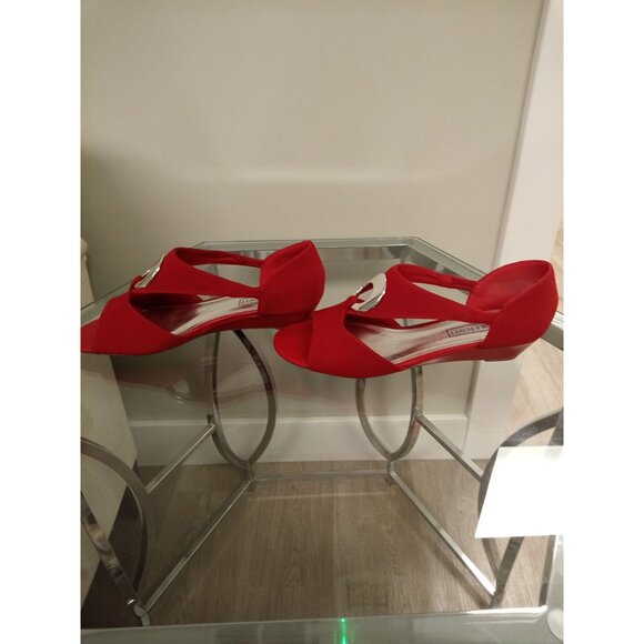 Laura Scott June Strappy Wedge Red Slip On Sandals Size 10 - Picture 6 of 10